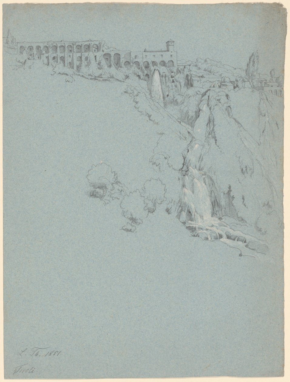 The Waterfall at Tivoli with the Villa of Maecenas by Ludwig Thiersch