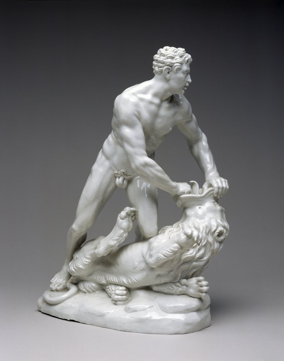 Figure of Hercules and Nemean Lion, c.1775 by Ludwigsburg Porcelain Factory Ludwigsburg Porcelain Factory