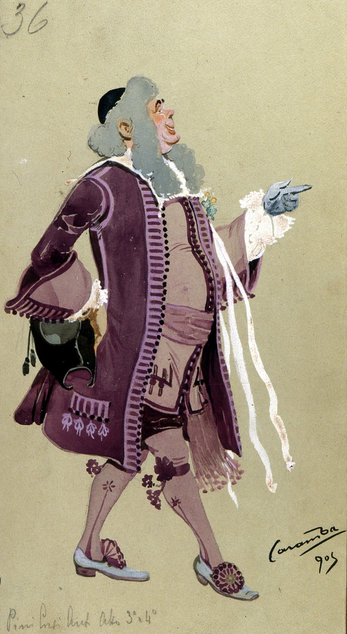 Costume design for Don Bartolo, from The Marriage of Figaro by Wolfgang Amadeus Mozart, 1905 by Luigi Sapelli Caramba