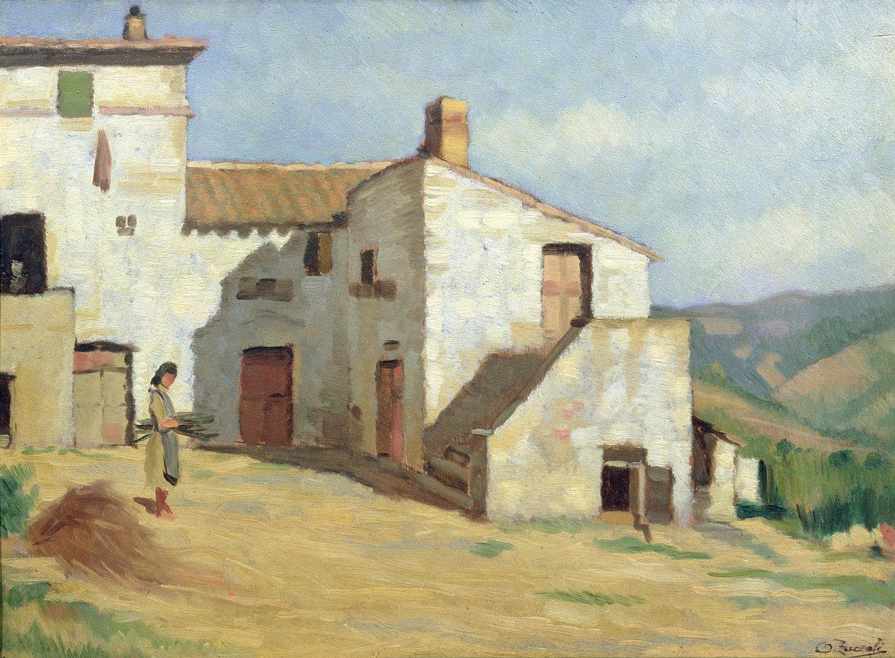 Peasant woman on the farm by Luigi Zuccoli