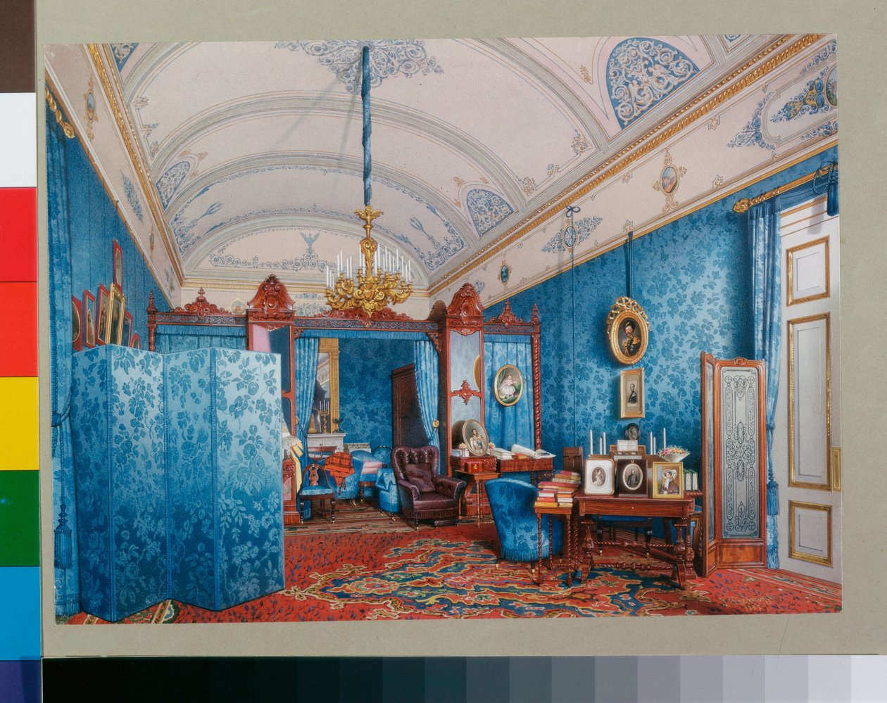 Interiors of the Winter Palace - The Dressing Room of Empress Maria Alexandrovna - Watercolour on Paper by Luigi Premazzi by Luigi Premazzi