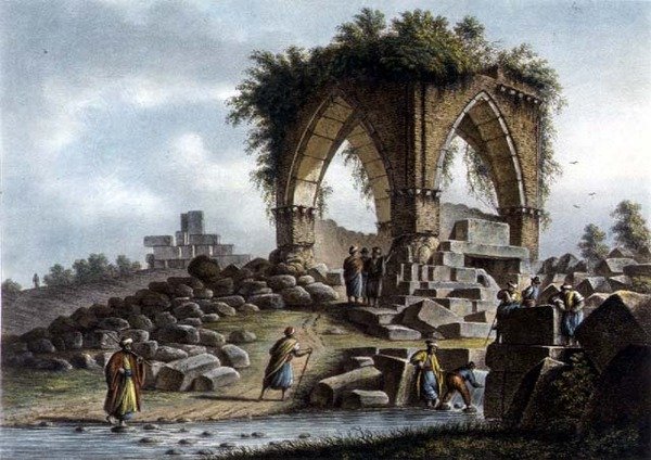 Fountain of Serpents, Syria, pub. by William Watts by Luigi (after) Mayer