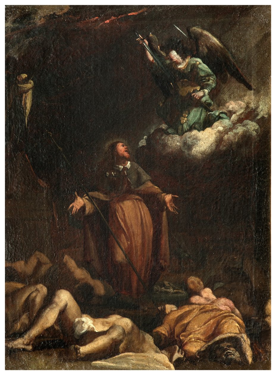 North Transept, Altar of San Rocco (1635-45), San Rocco Gets the Cessation of the Plague (1645) by Luigi Miradori