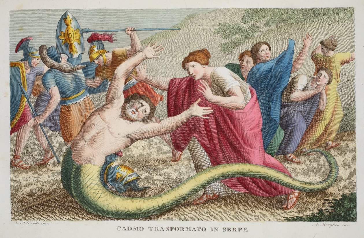 Cadmus into a Serpent or Cadmo Transformato in Serpe, Book IV, Illustration from Ovid