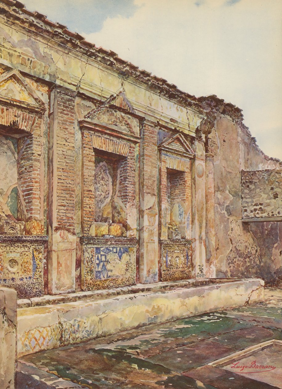 Pompeii: Casa del Torello, Architectonic View of the Nymphaeum by Luigi Bazzani