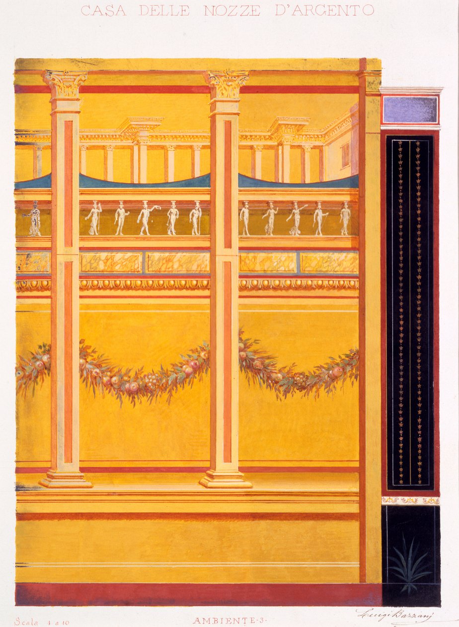 Wall decorations from the House of the Silver Wedding, Pompeii by Luigi Bazzani