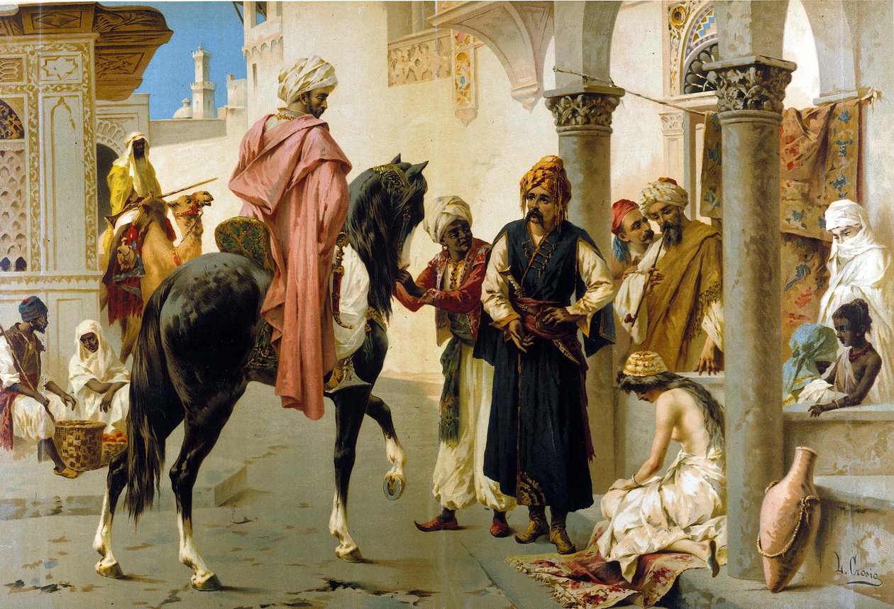 Acquisition of a Slave of Harem (Chromolithograph of L. Crosio, circa 1890) by Luigi Crosio