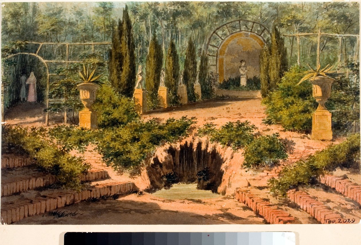 View of the Garden of the Villa Doria a Pegli Near Genoa by Luigi Garibbo