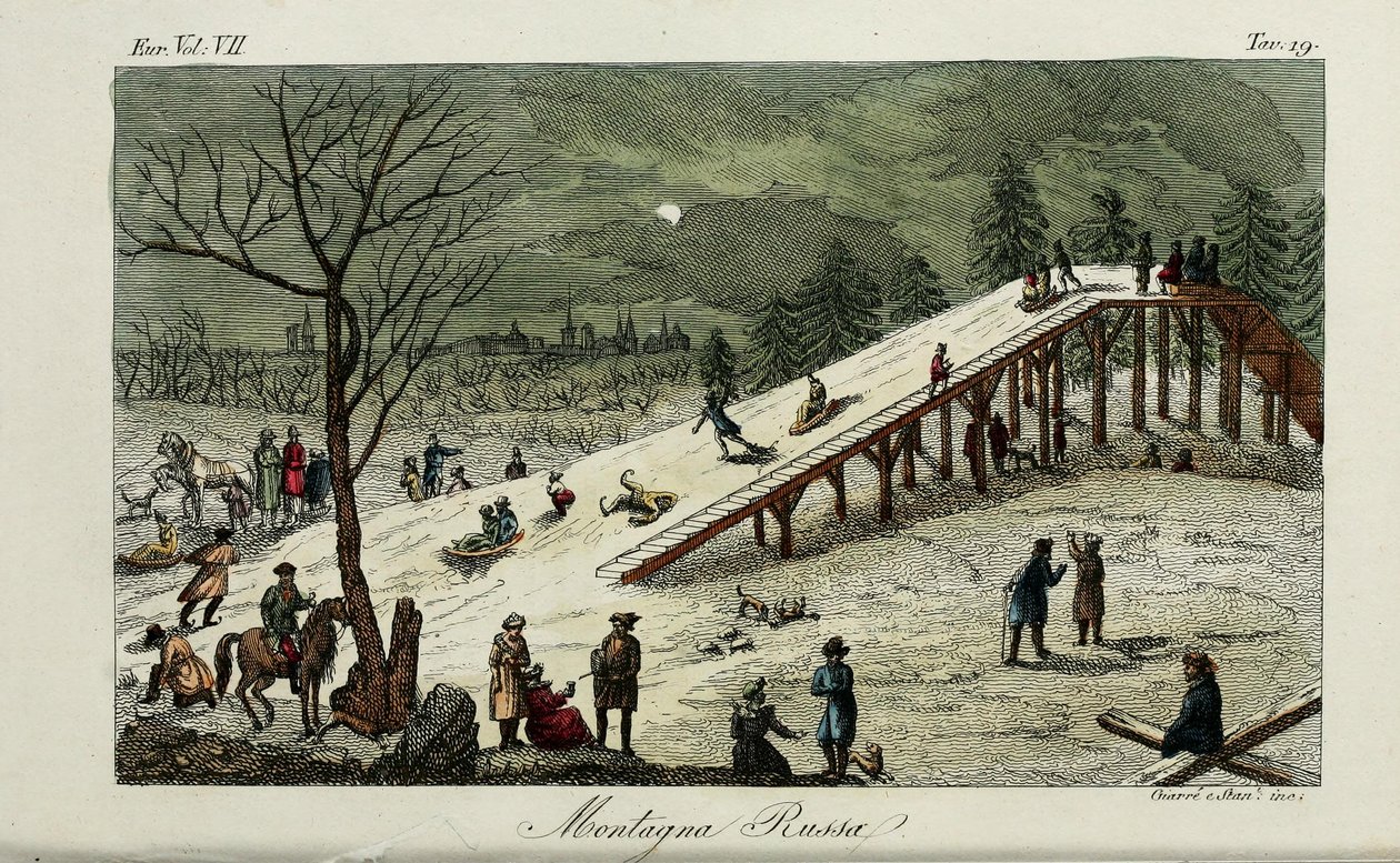 A Roller Coaster (Illustration from Il costume antico e moderno o storia del governo by Giulio Ferrario) by Luigi Giarrè
