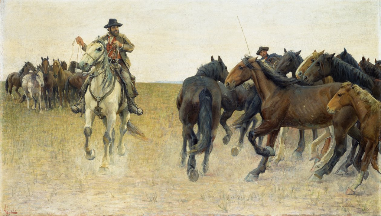 Horses on the Pisan Plain by Luigi Gioli