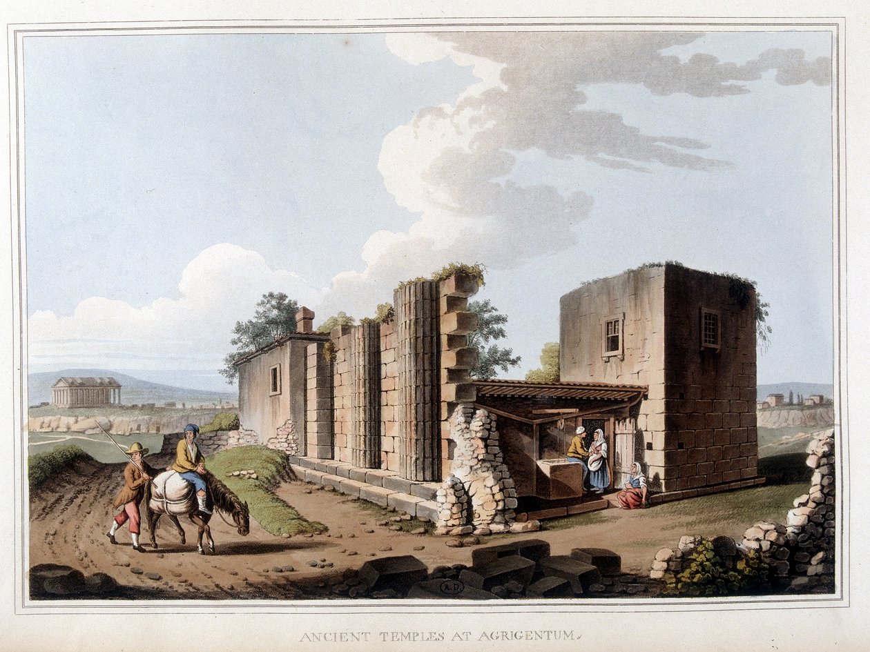 Ancient temple in Agrigento in Italy. Views in the Ottoman Dominions, in Europe, in Asia, and some of the Mediterranean islands from the original drawings taken by Luigi Mayer, London by Luigi Mayer