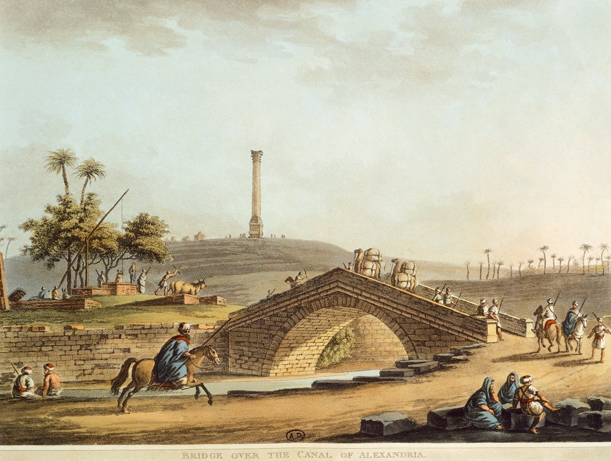 Bridge over Alexandria Canal, Engraving by Luigi Mayer by Luigi Mayer