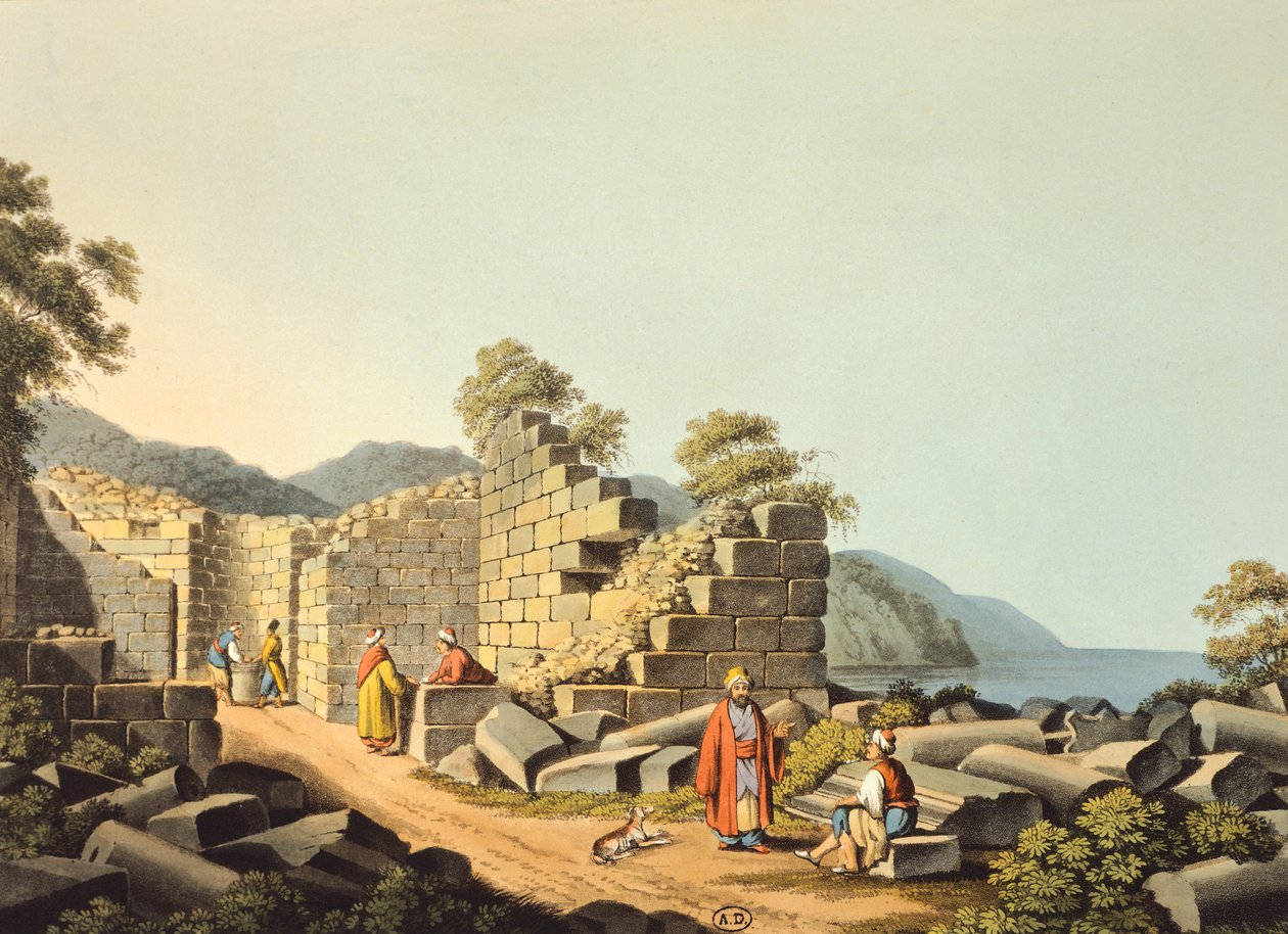 Ruins of Ancient Temple, Engraving by Luigi Mayer by Luigi Mayer