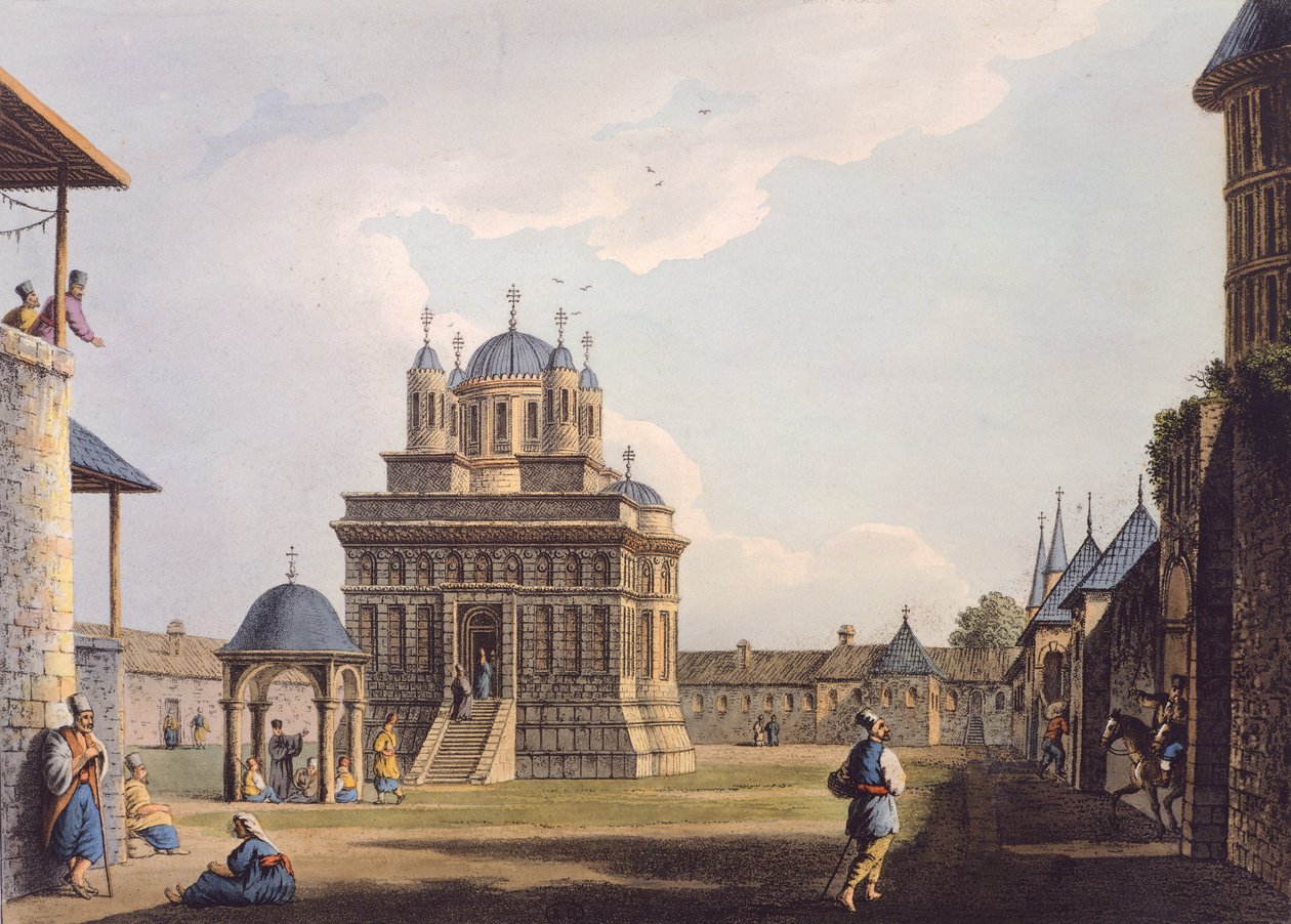 Santa Maria Convent, Greece, 19th Century (engraving) by Luigi Mayer