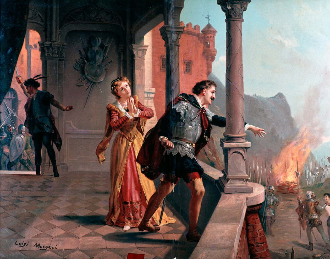 Illustration for Manrico Aria, Di Quella Pira Act III, in Il Trovatore by Luigi Morgari