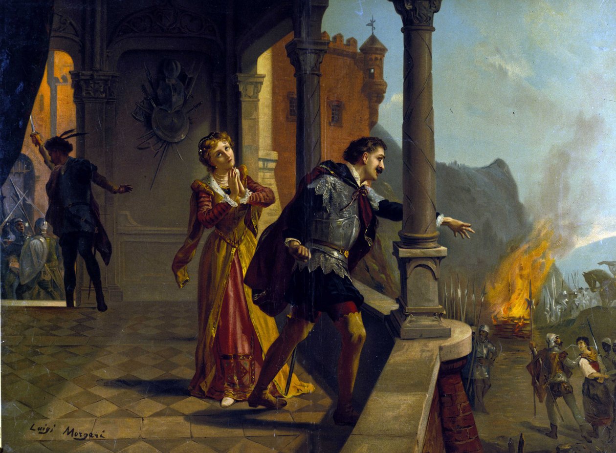 Le Trouvère (Il Trovatore) by Giuseppe Verdi. Chromolithograph by Luigi Morgari by Luigi Morgari