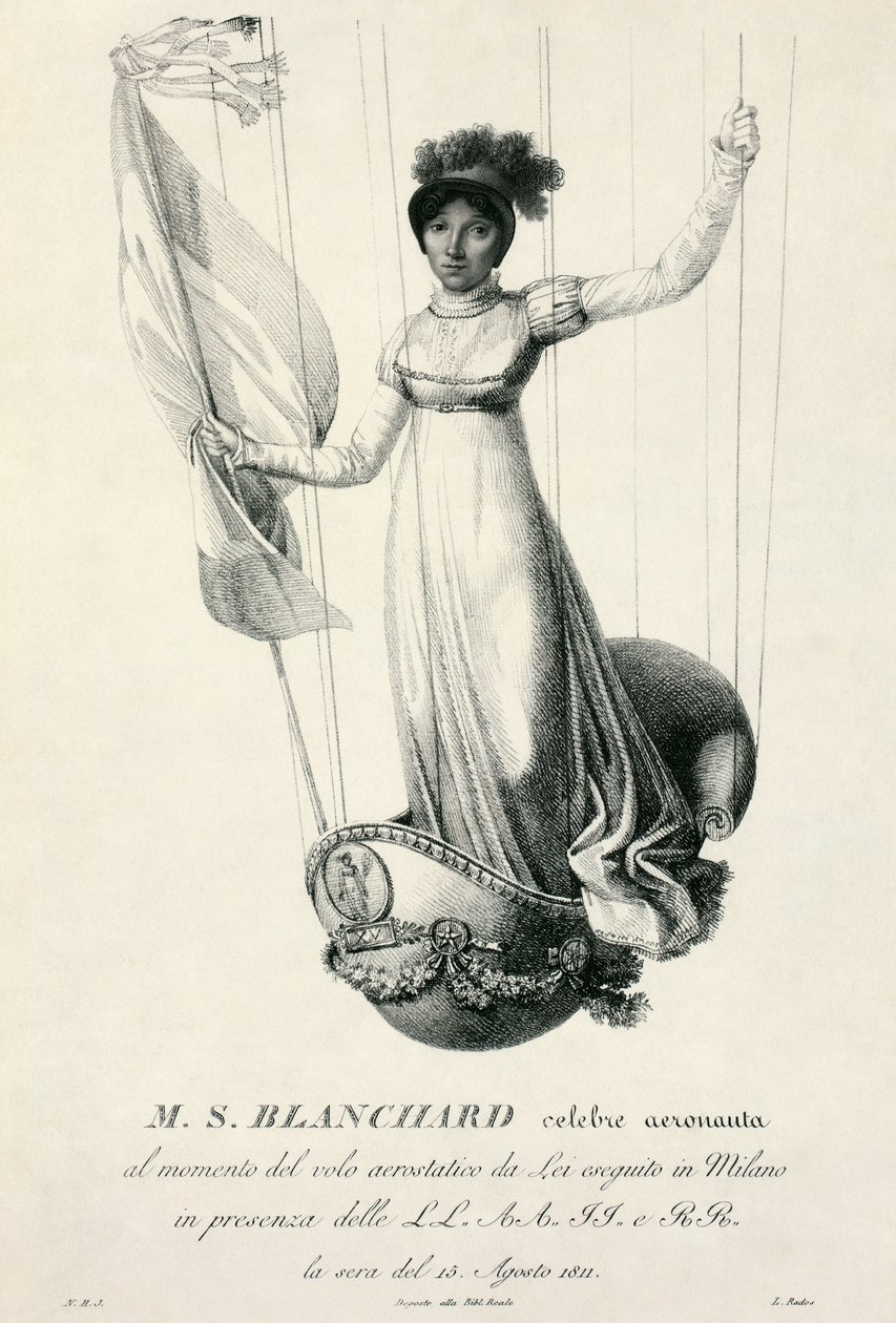 Portrait of French Balloonist Sophie Blanchard During Her Flight in Milan, Italy, 1811 by Luigi Rados