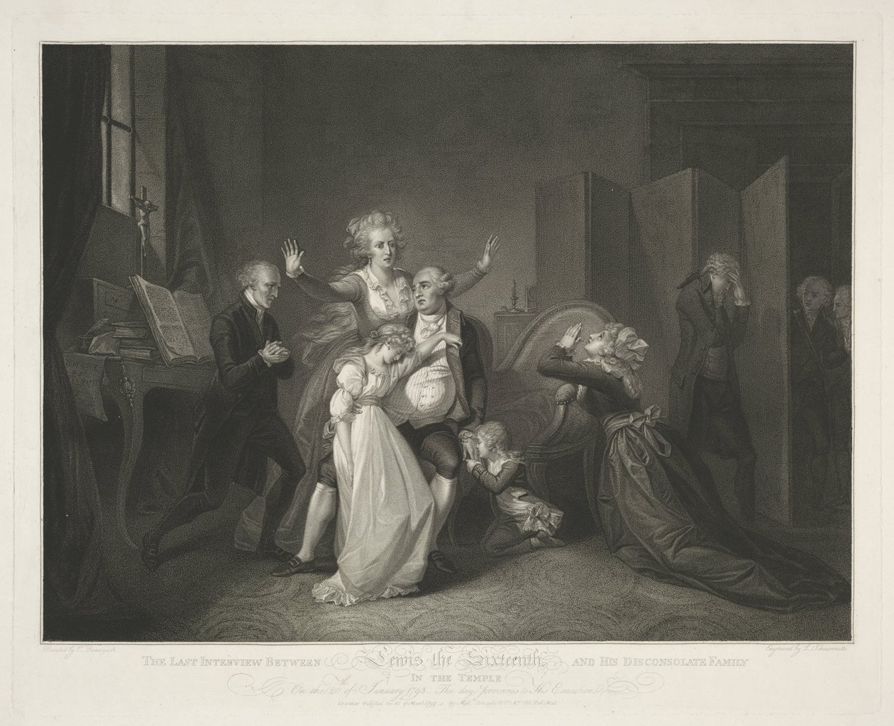 Last Meeting of Louis XVI and His Family by Luigi Schiavonetti