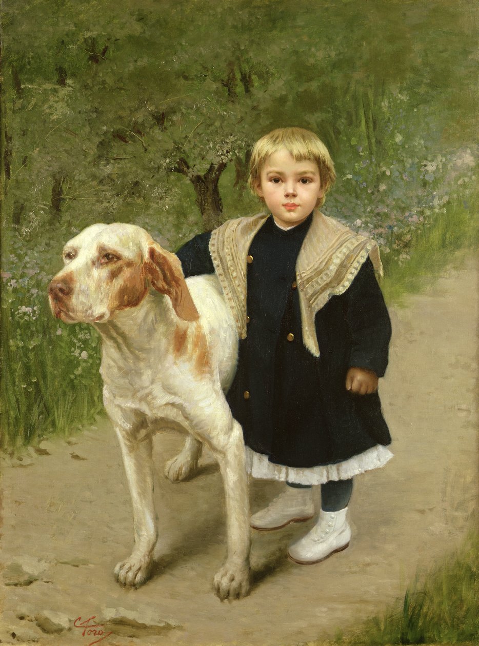 Young Child and a Big Dog by Luigi Toro
