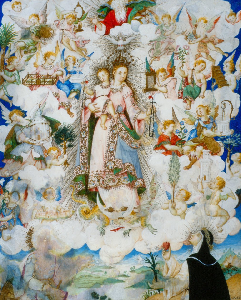 The Virgin of the Rosary with Saint Catherine of Alexandria and Saint Catherine of Sienna by Luis Lagarto