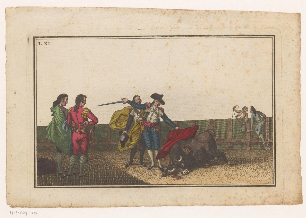 Bull Stabbed by a Matador (Collection of the Principal Maneuvers of a Bullfight) by Luis Fernandez Noseret