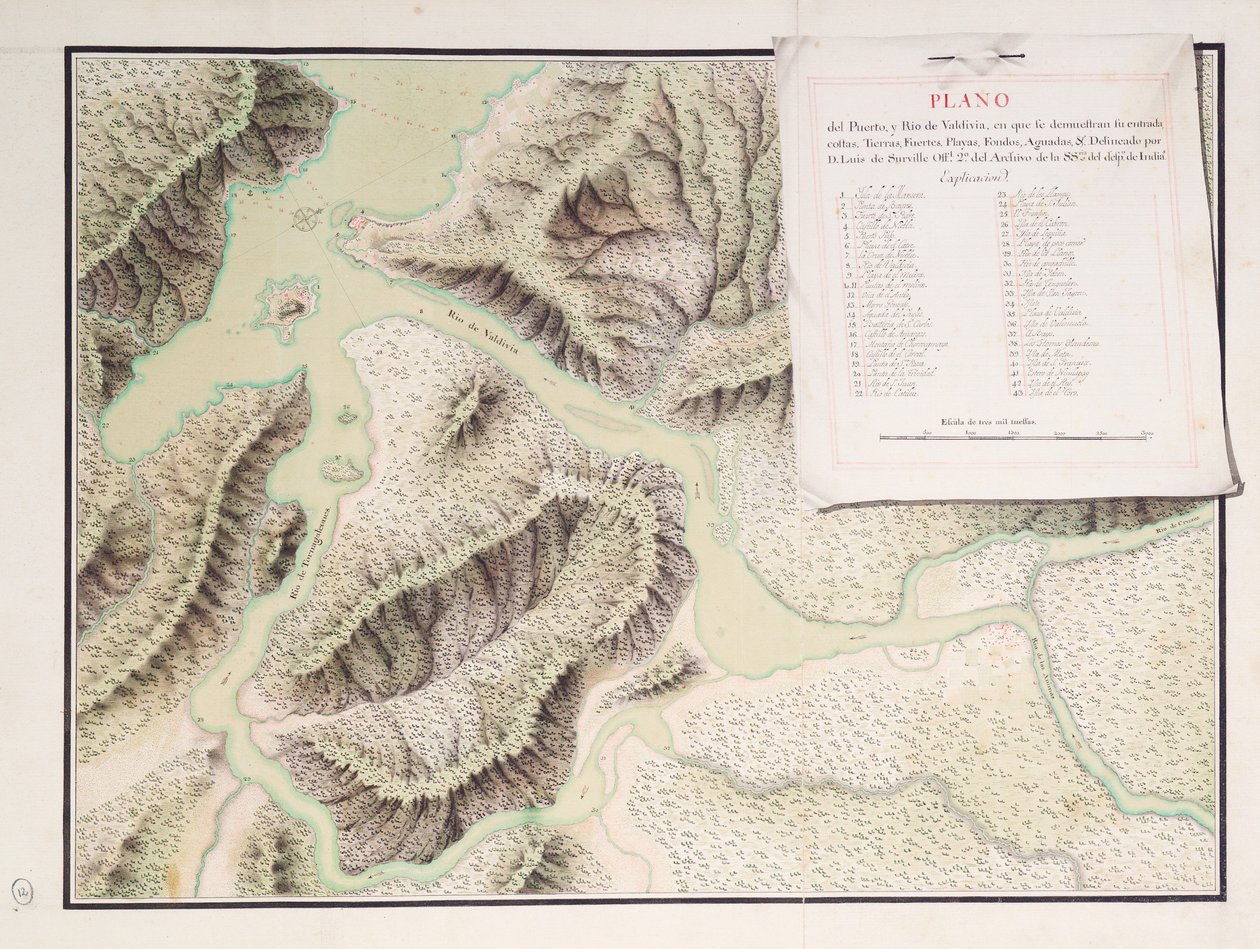 Chart of River Valdivia and Surroundings, Chile by Luis de Surville