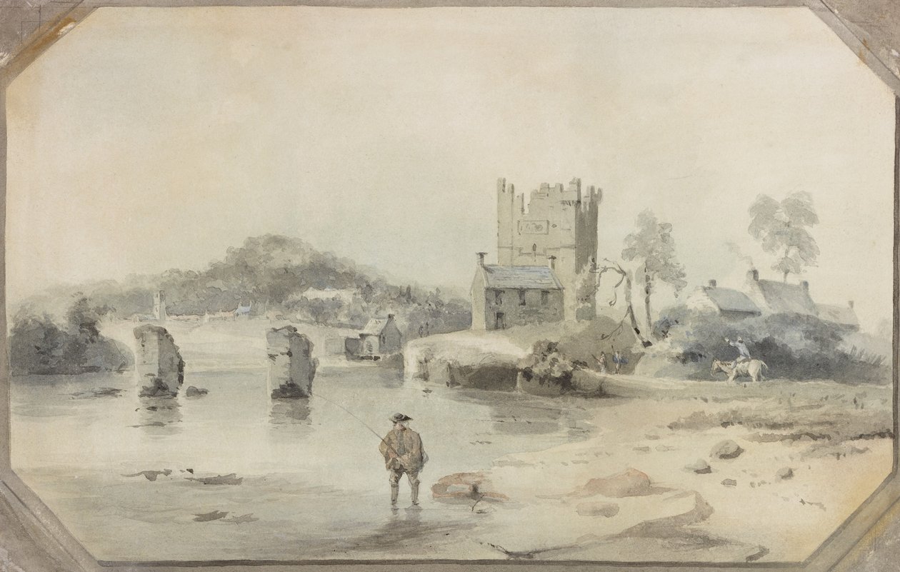 Bywell Castle and Ruins of a Bridge by Luke Clennell