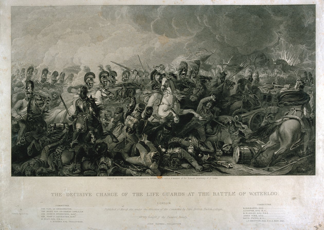The Decisive Charge of the Life Guards at Waterloo in 1815, engraved by William Bromley by Luke Clennell