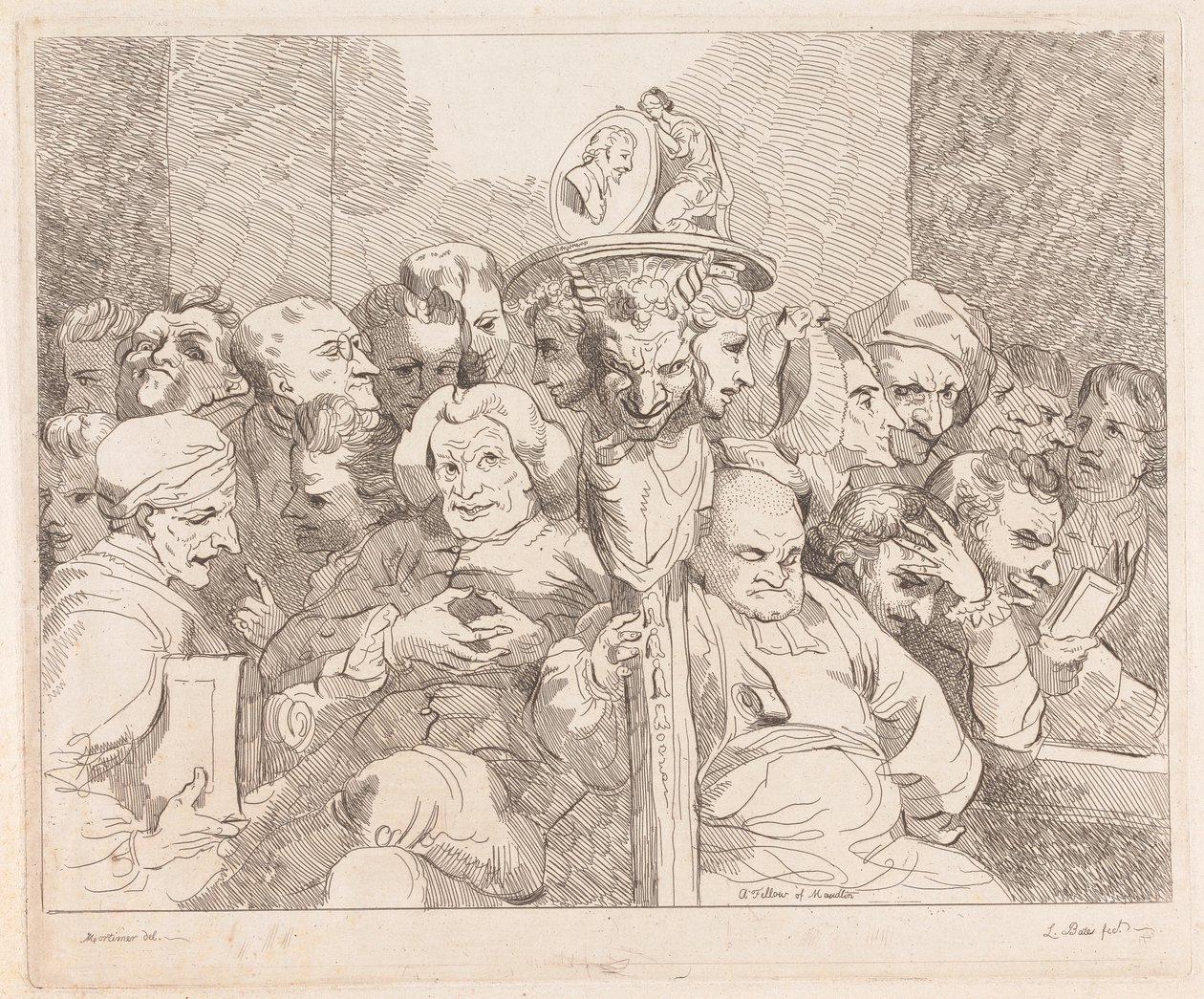 Literary Characters Assembled around the Medallion of Shakespeare by Lydia Bates
