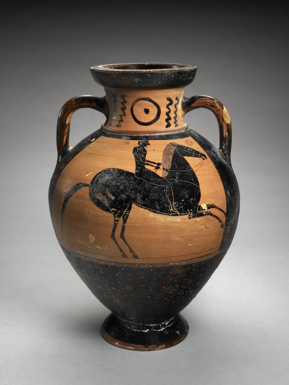 Black-figure Neck Amphora with Two Horsemen, 560-540 BC by Lydos (manner of)
