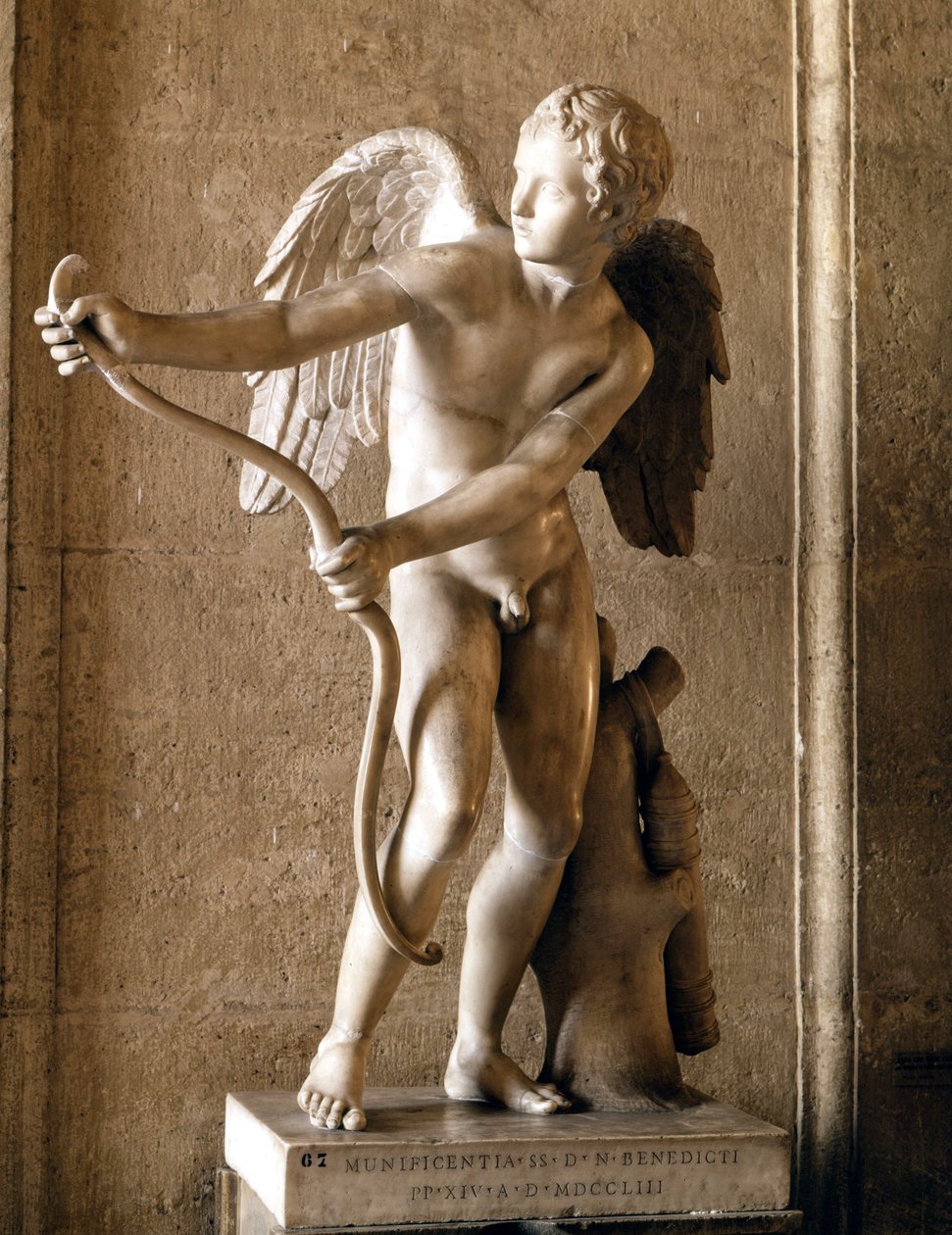 Eros (Cupid) with the Bow, Replica of the Eros de Thespies by Lysippe. Capitol Museum, Rome. by Lysippos (attributed to)