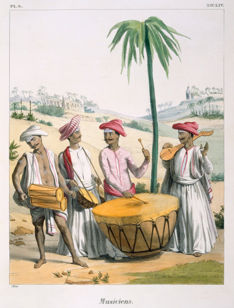 Musicians with a large Kettle Drum, 1827-35 by M.E. Burnouf