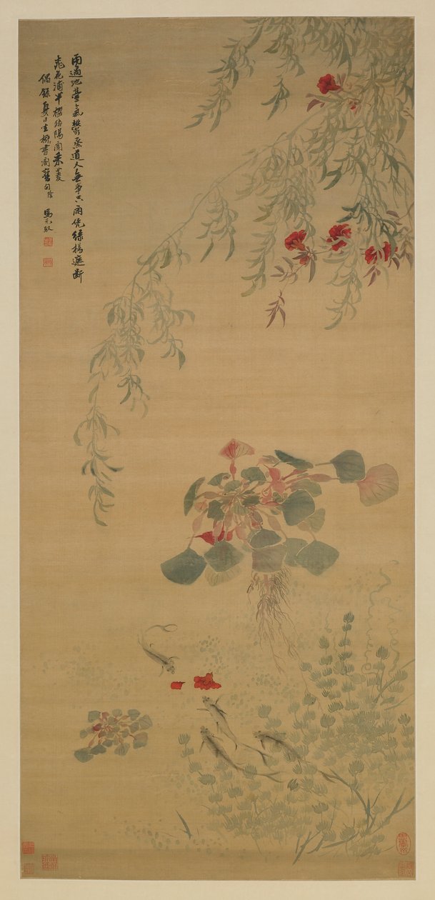 Fallen Flowers, Inquisitive Fish, Qing Dynasty, early 18th century by Ma Yuanyu