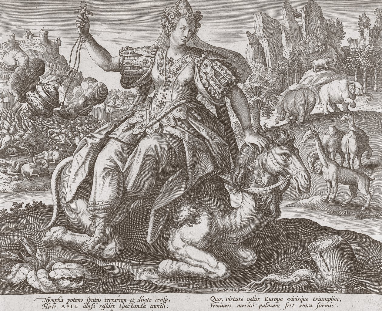 Asia from The Four Continents, pub. c. 1588-89 by Maarten de after Vos