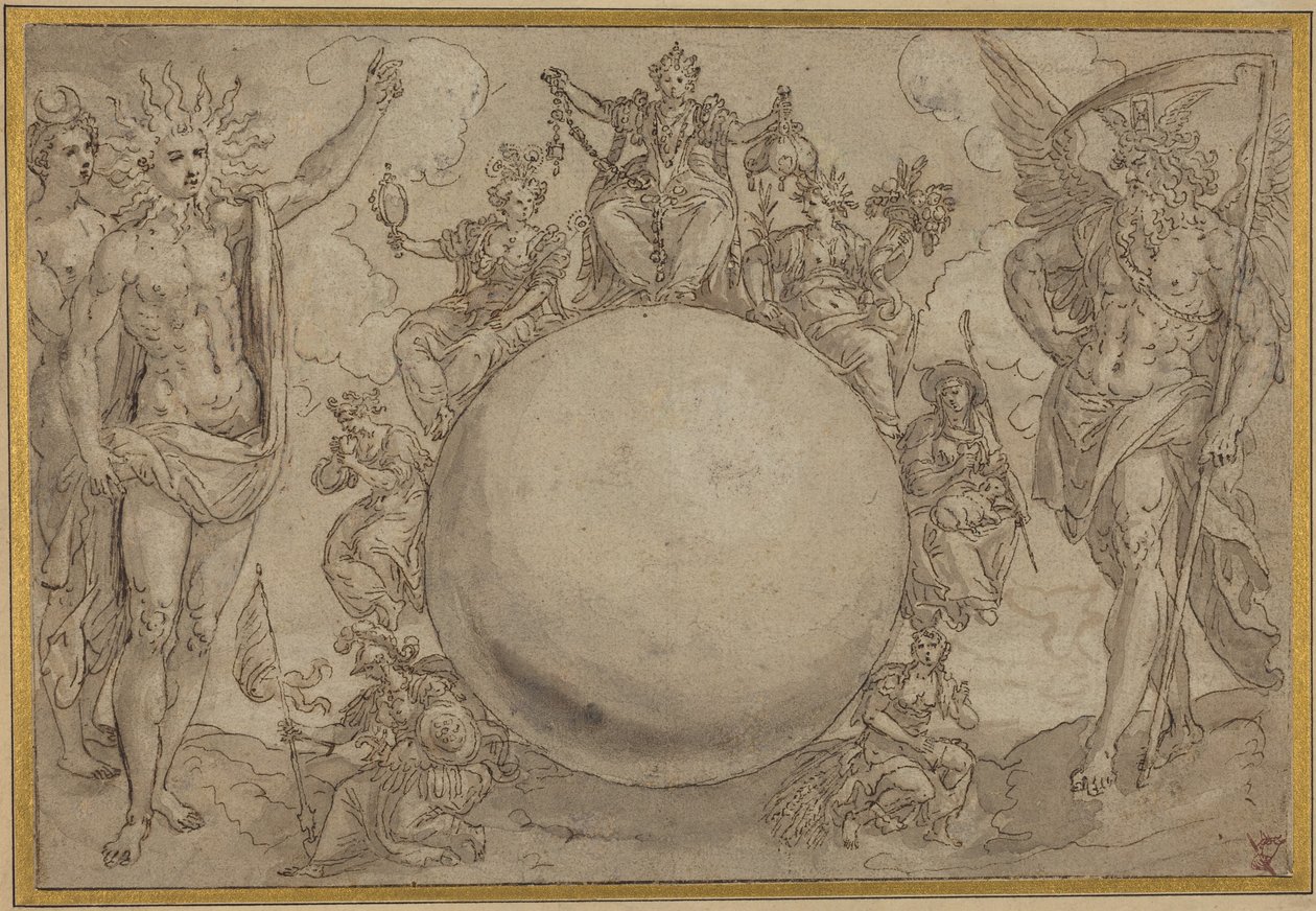 Apollo, Diana, and Time with the Cyclic Vicissitudes of Human Life, c.1561 by Maarten de Vos