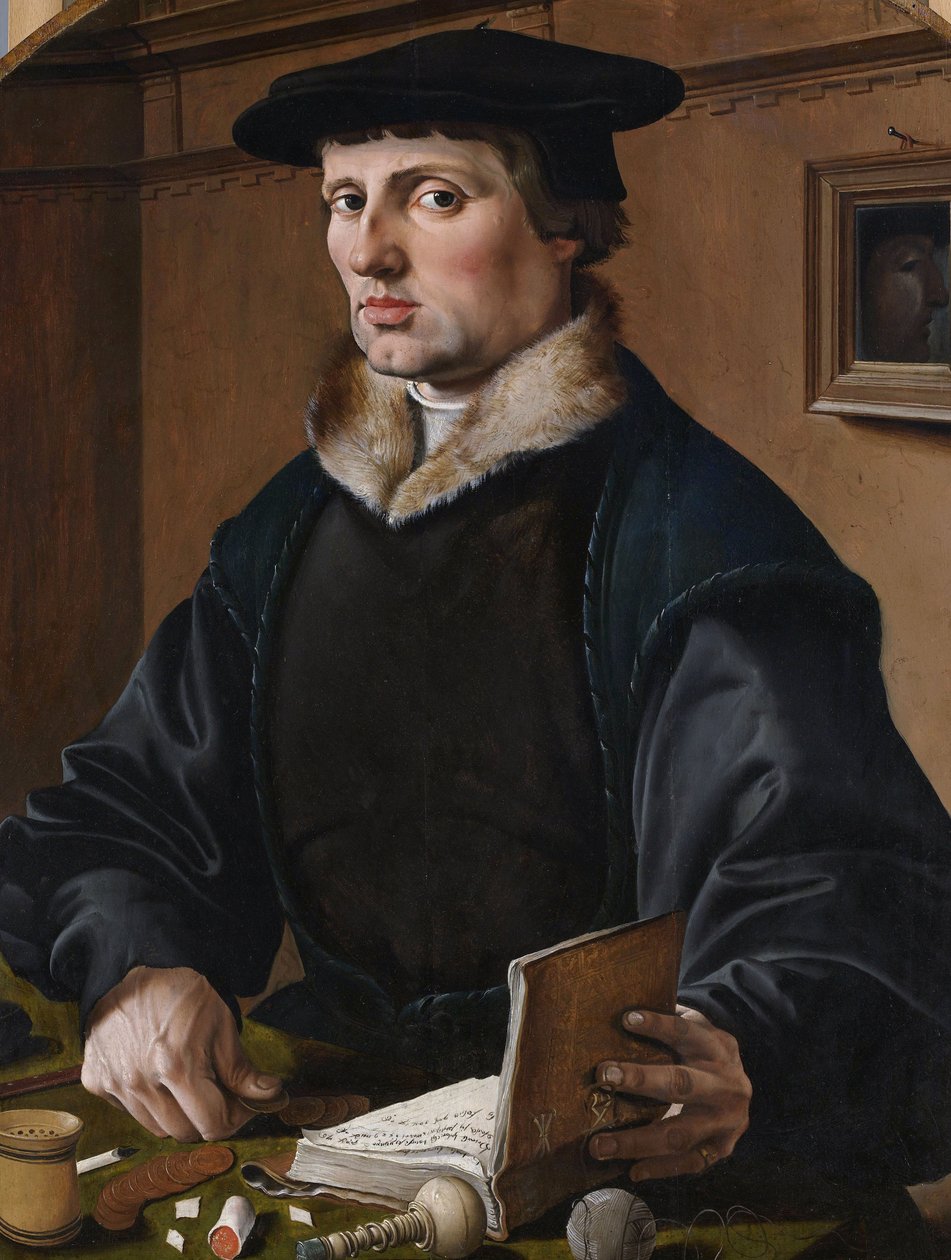 Portrait of (possibly) Pieter Gerritsz Bicker, Pendant of (possibly) His Wife Anna Codde by Maarten van Heemskerck