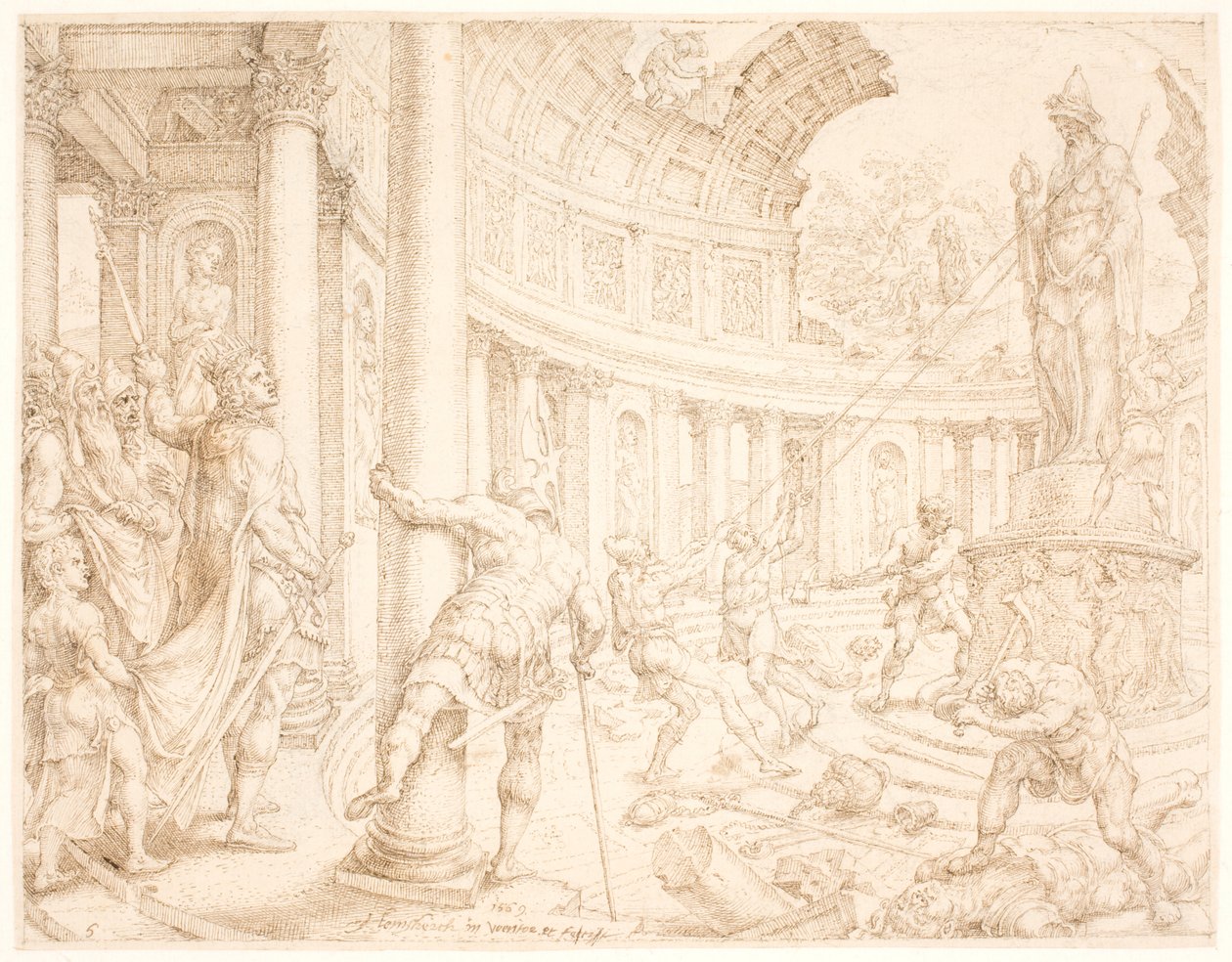 Josiah Orders the Destruction and Recarving of the Stone Pillars of Astarte, Chemosh, and Milcom by Maarten van Heemskerck