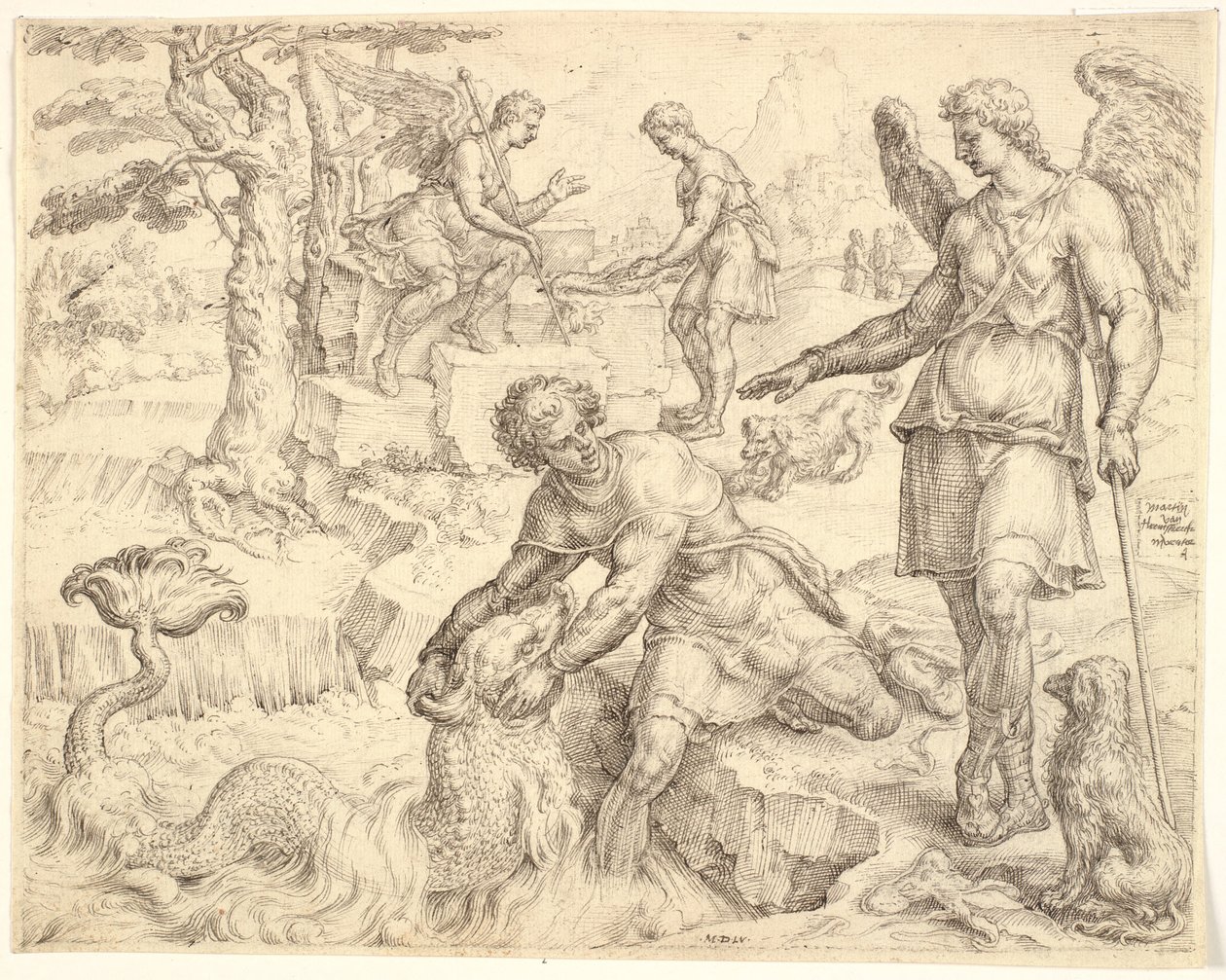 Tobias Catching the Fish in the River Tigris by Maarten van Heemskerck