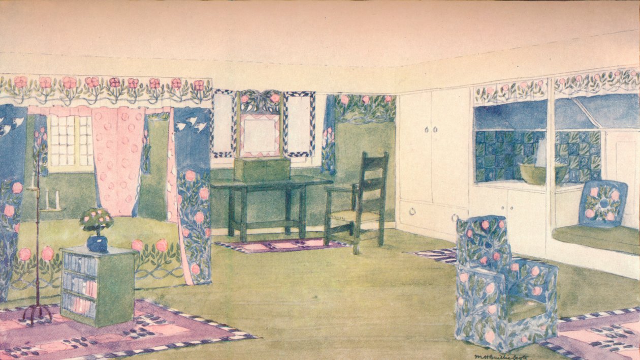 A Country Cottage: Design for Bedroom, 1900-1902 by Mackay Hugh Baillie Scott