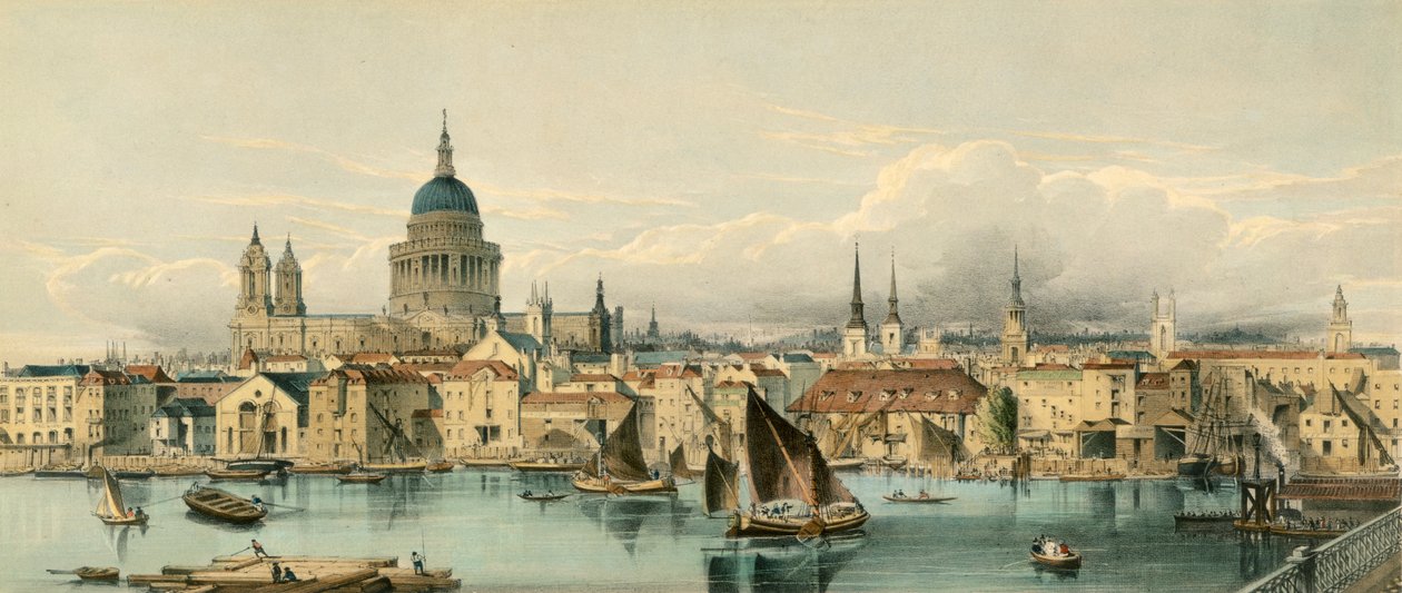 Boats on the River Thames and St Paul