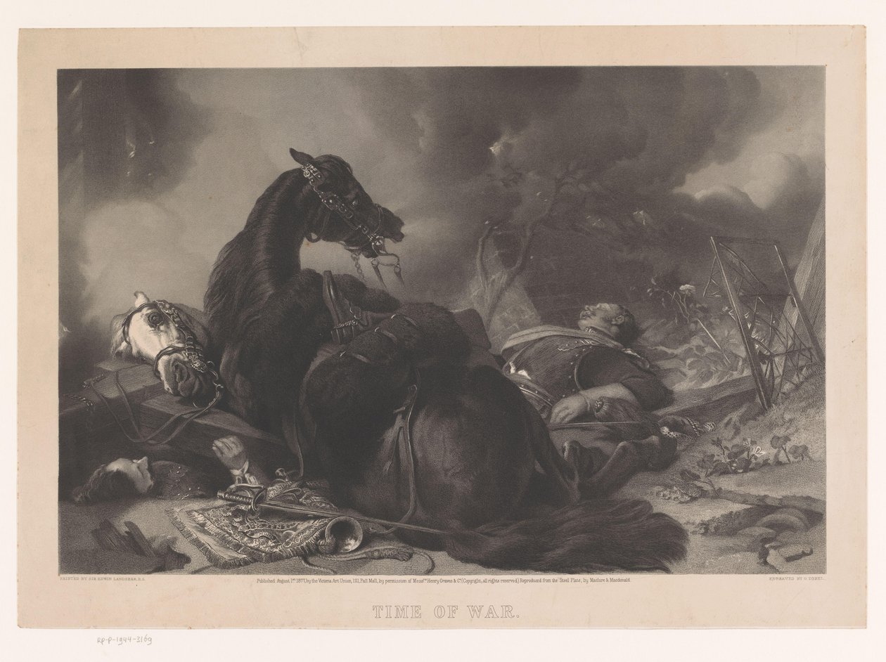 Two Cavalry Soldiers and Their Horses Hit in an Attack (Time of War) by Maclure and Macdonald
