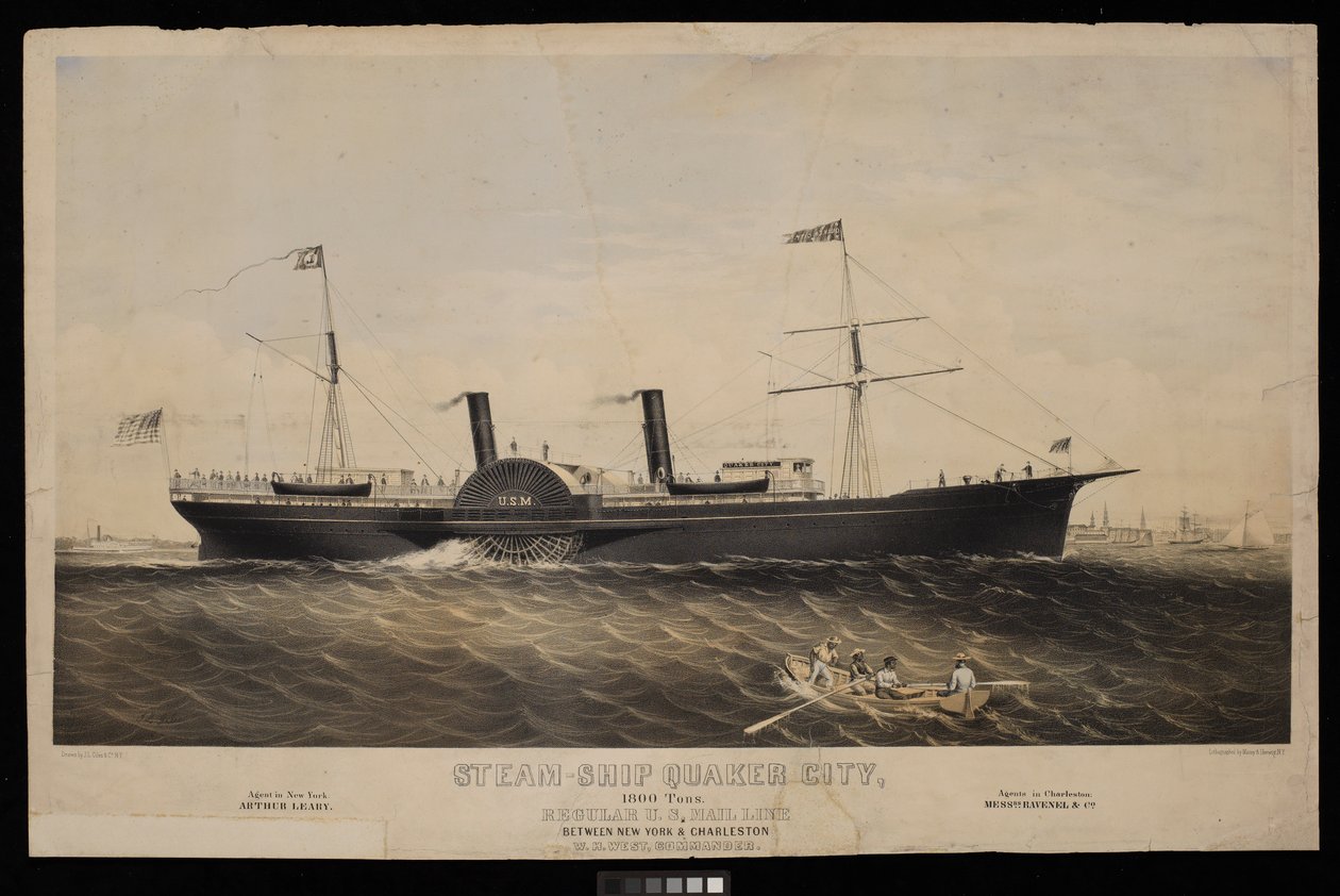 Steam Ship Quaker City... Regular U.S. Mail Line between New York & Charleston W H West, Commander by Macoy & Herwig