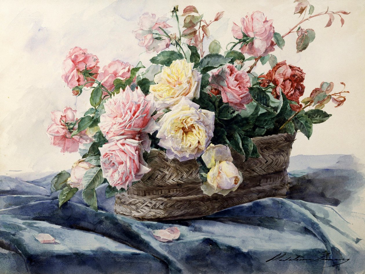 Basket of Roses by Madeleine Lemaire