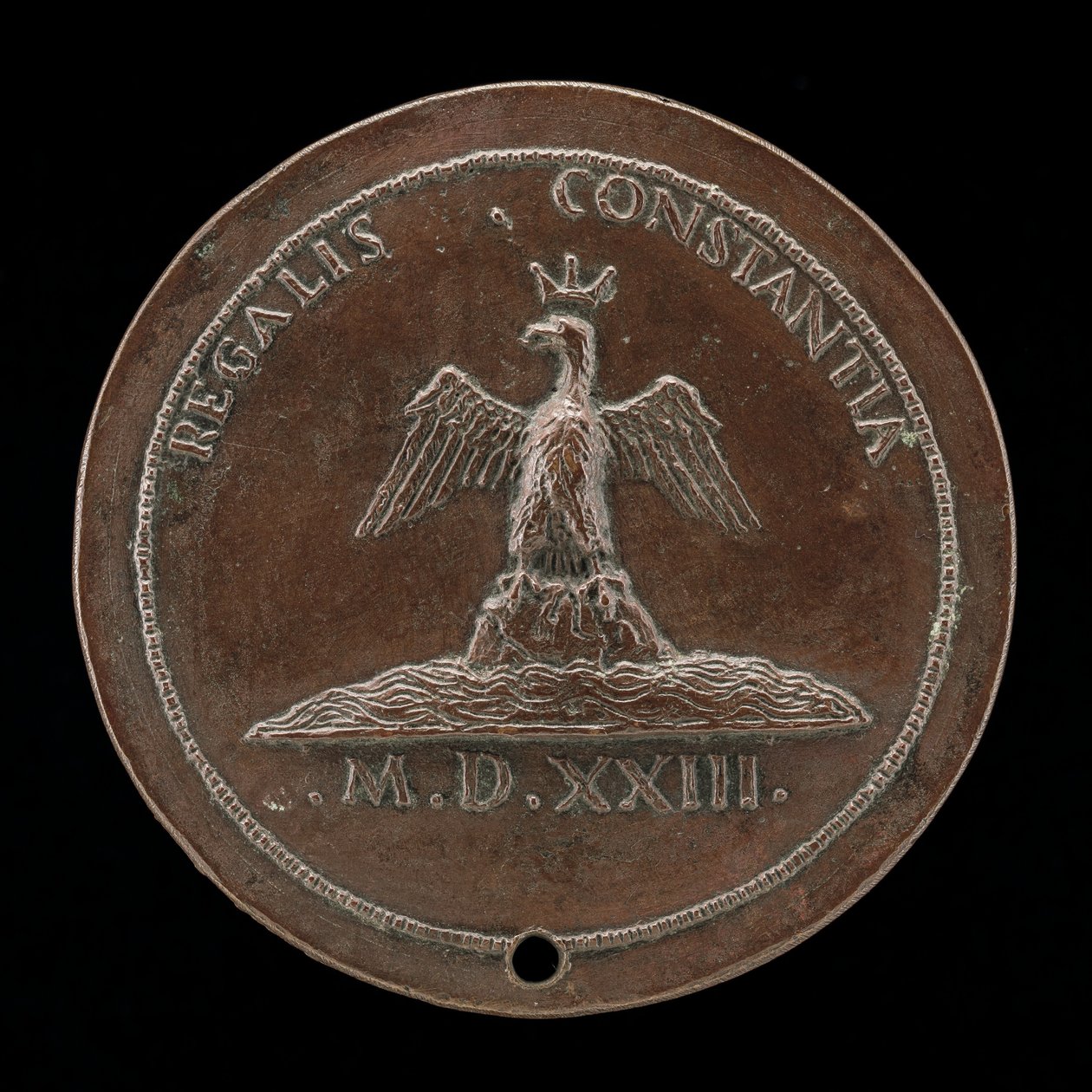 Crowned Eagle on a Mound Amid Waters [reverse], 1523 by Maffeo Olivieri