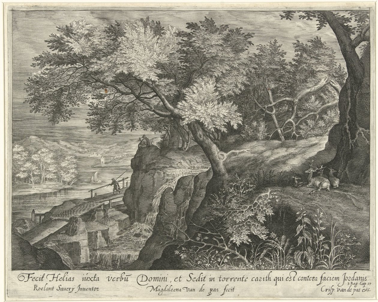 Elijah Resting on a Rock by the Brook Kerith by Magdalena van de Passe