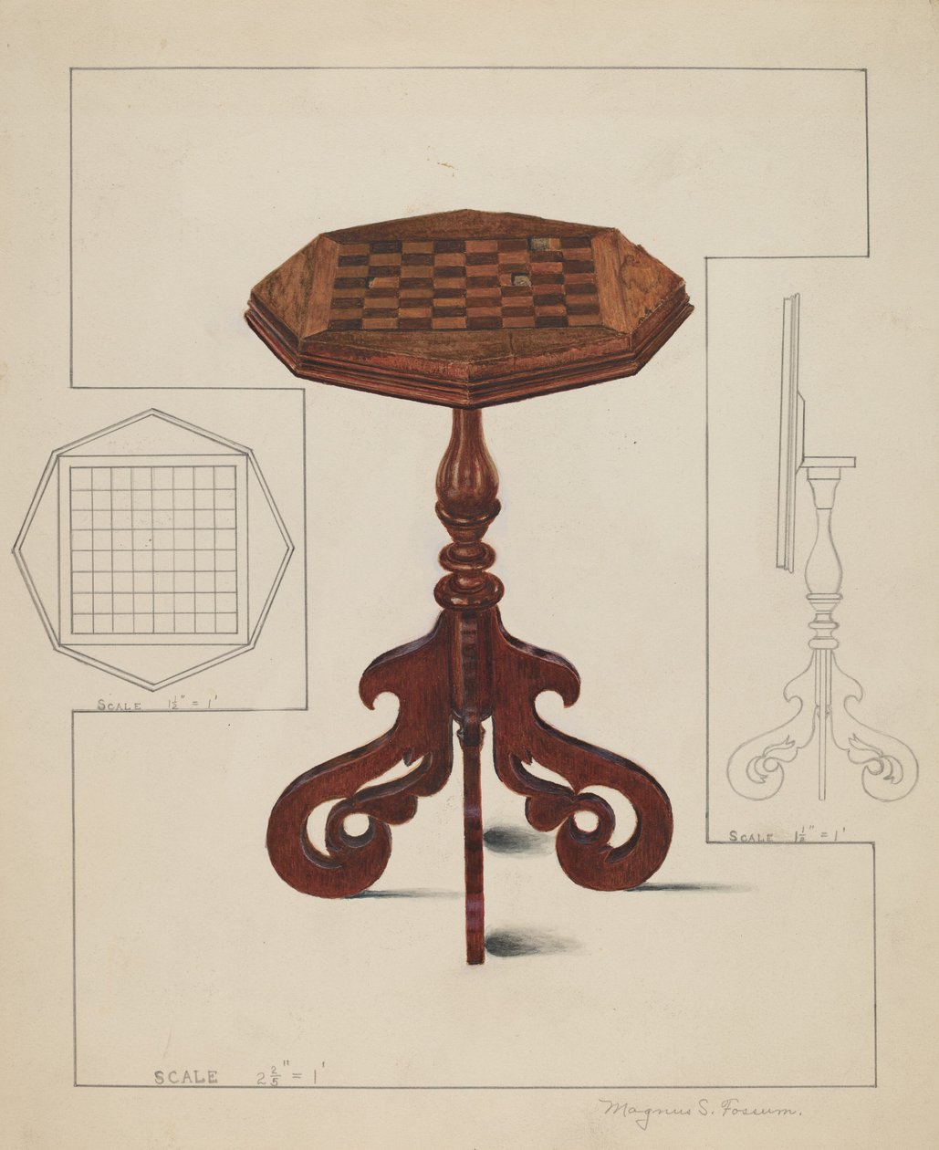 Checker-board Table-tilt Top by Magnus S. Fossum