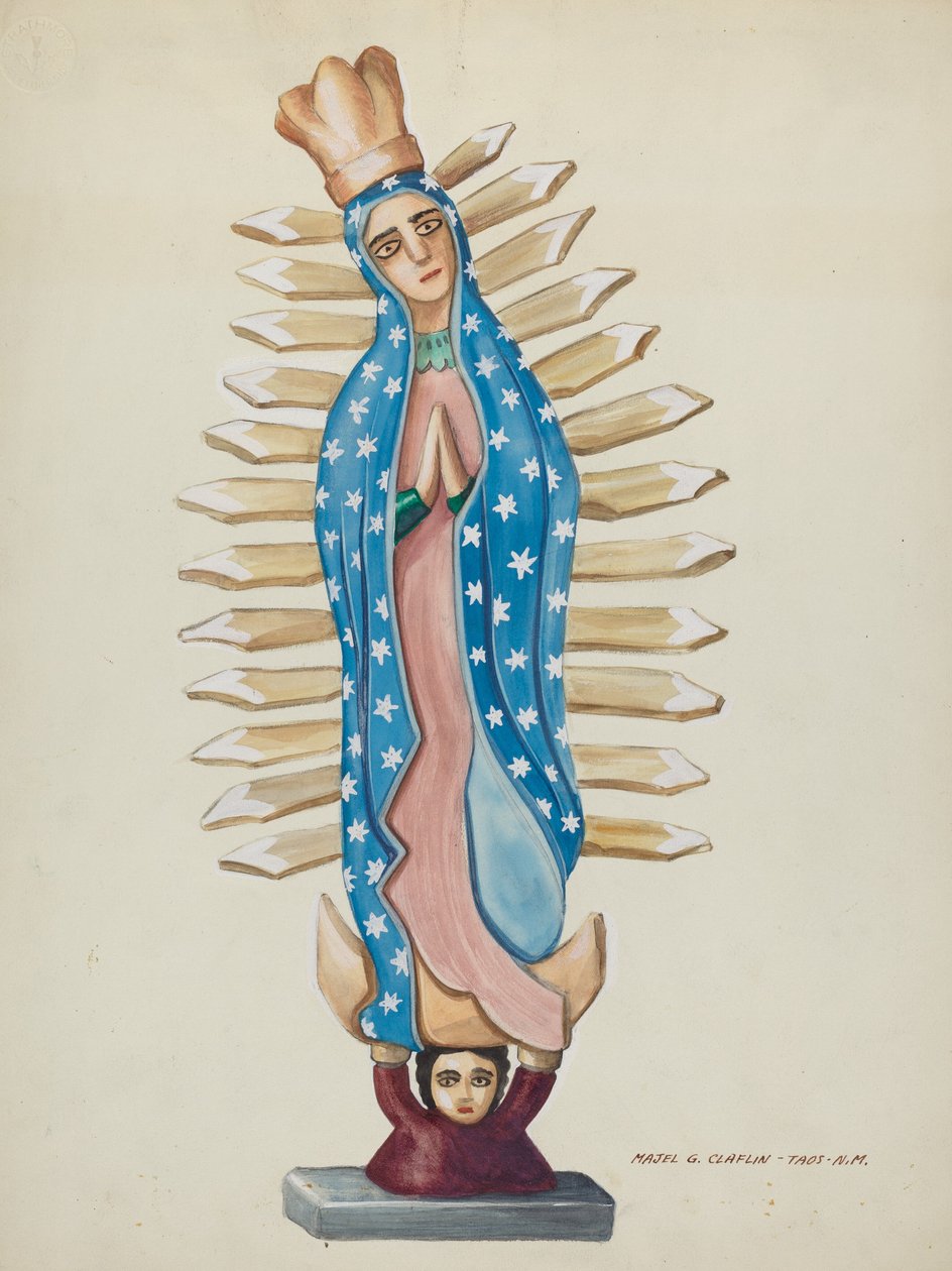 Guadalupe Wood Santo or Bulto by Majel G. Claflin