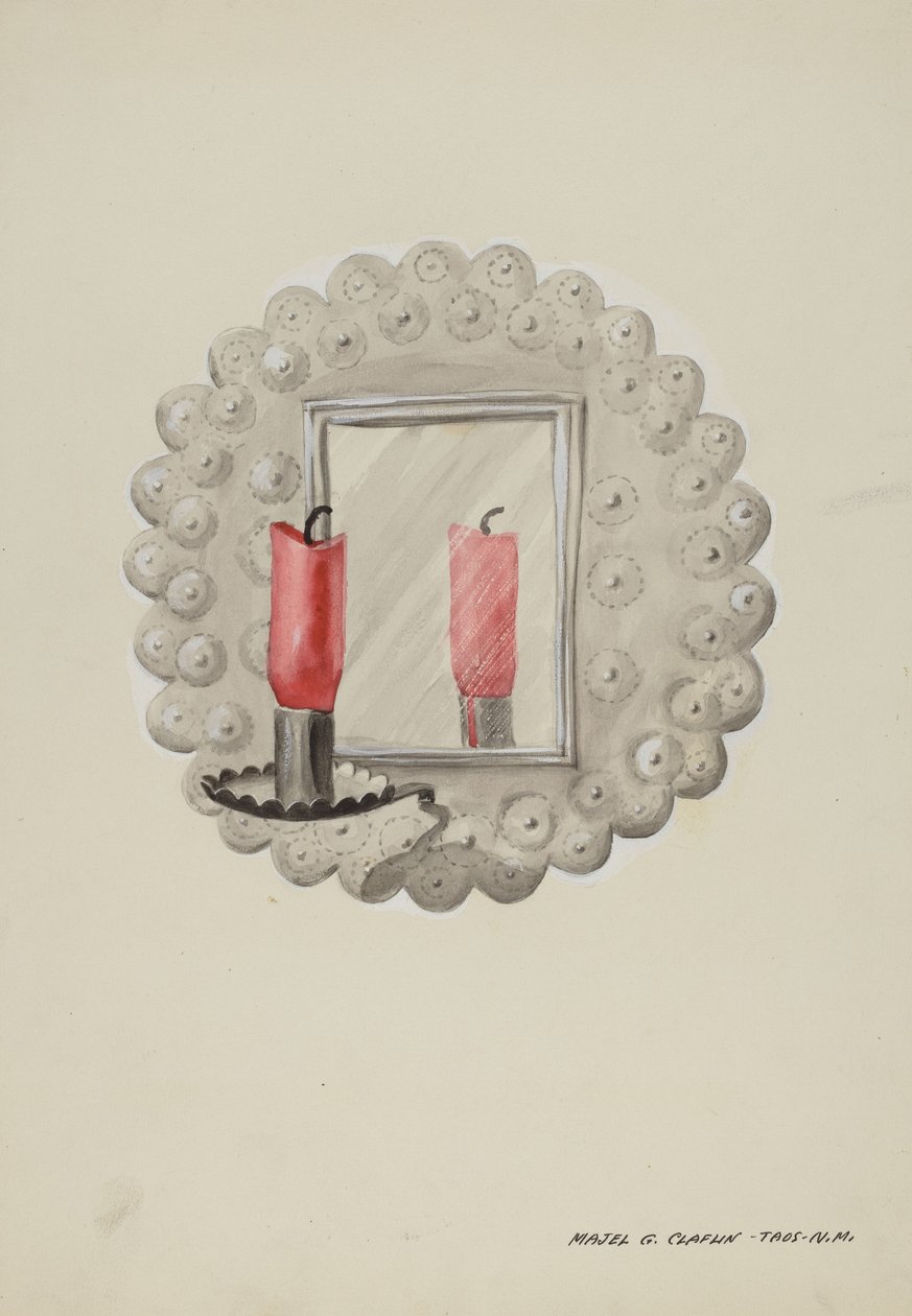 Tin-Mirror Candle Sconce by Majel G. Claflin