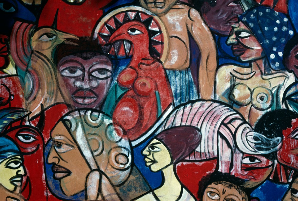 Faces, mural in garden of Natural History Museum in Maputo by Malangatana Valente Ngwenya