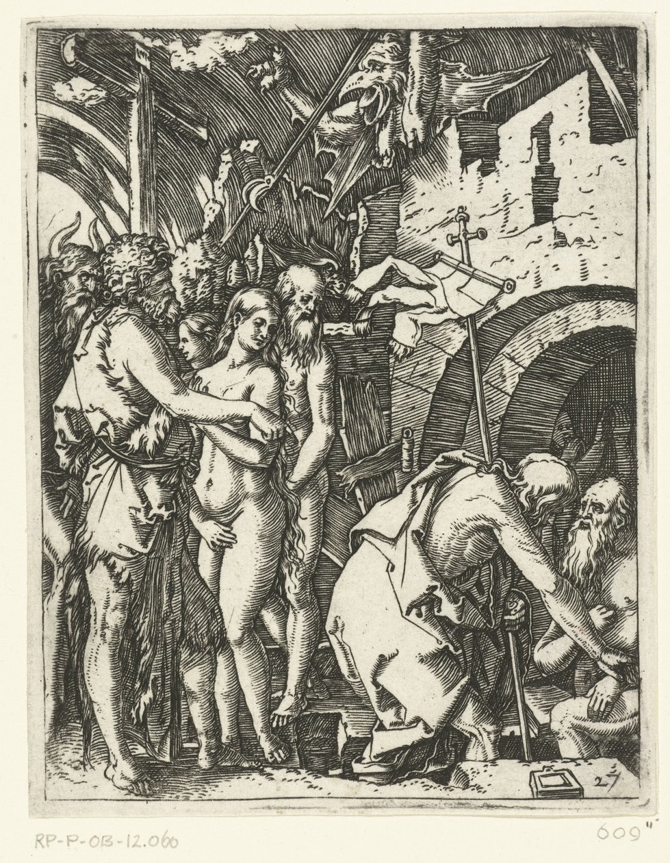 Christ Leaves Hell and Frees Patriarchs and Prophets and Others by Marcantonio Raimondi